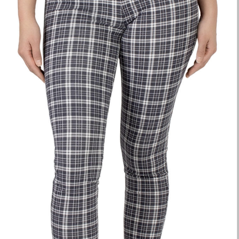 Seven7 Blk/Wht Plaid Ponte Pull-on Legging Pants Women's Size XL.
